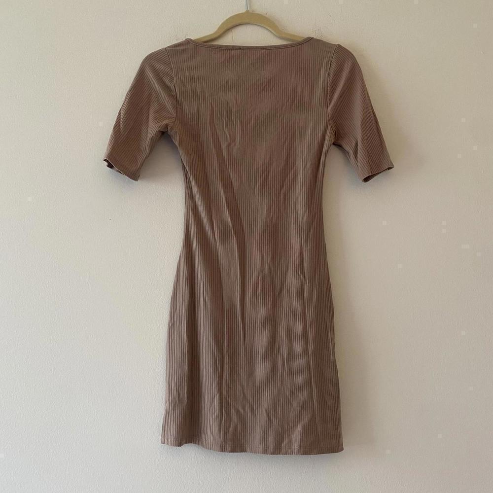 REFORMATION tan beige ribbed short sleeve mini dress - Picture 4 of 4